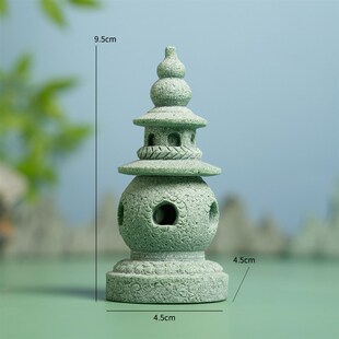 三潭印月小石塔中式宫灯彷古摆件鱼缸造景微景观假山盆景小装饰