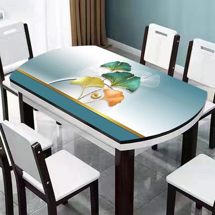 圆形折叠桌桌布防水防油皮革加厚椭圆形桌垫不透明盖布烤火桌盖布