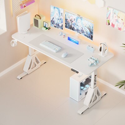 傲风电竞桌椅套装智能升降桌家用实木书桌办公电脑桌子