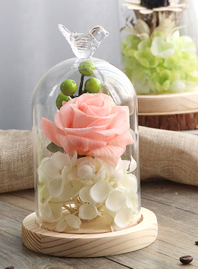 永生花干花玻璃罩工艺品创意家居客厅装饰品摆设新年生日结婚礼物