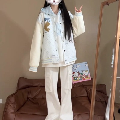 美式复古可爱丘比特刺绣波点拼接