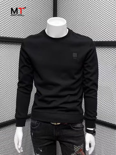 高端卫衣男士春秋款2025新款潮牌修身圆领长袖T恤男款秋冬打底衫