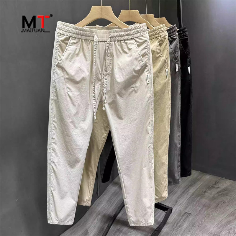 高端休闲裤男士2025新款夏季薄款男裤直筒九分裤子男款哈伦裤春秋