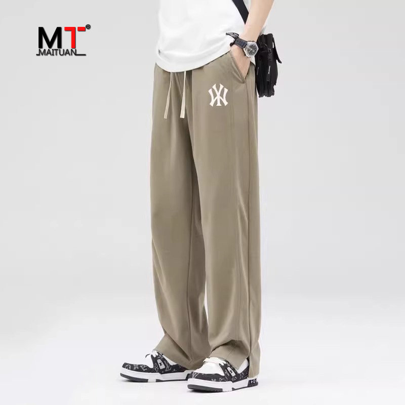 高端冰丝休闲裤男士夏季2024新款男裤潮阔腿直筒运动裤子男款春秋