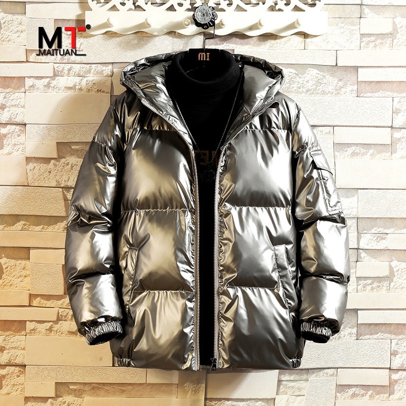 高端亮面棉服男士冬季2025新款潮加厚短款连帽保暖外套男款面包服