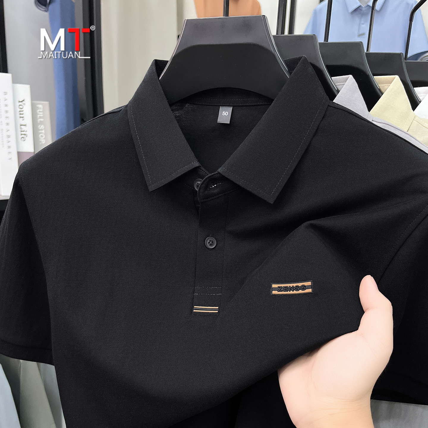 高端亚麻短袖t恤男士polo衫2026新款夏季休闲棉麻半袖上衣服男款
