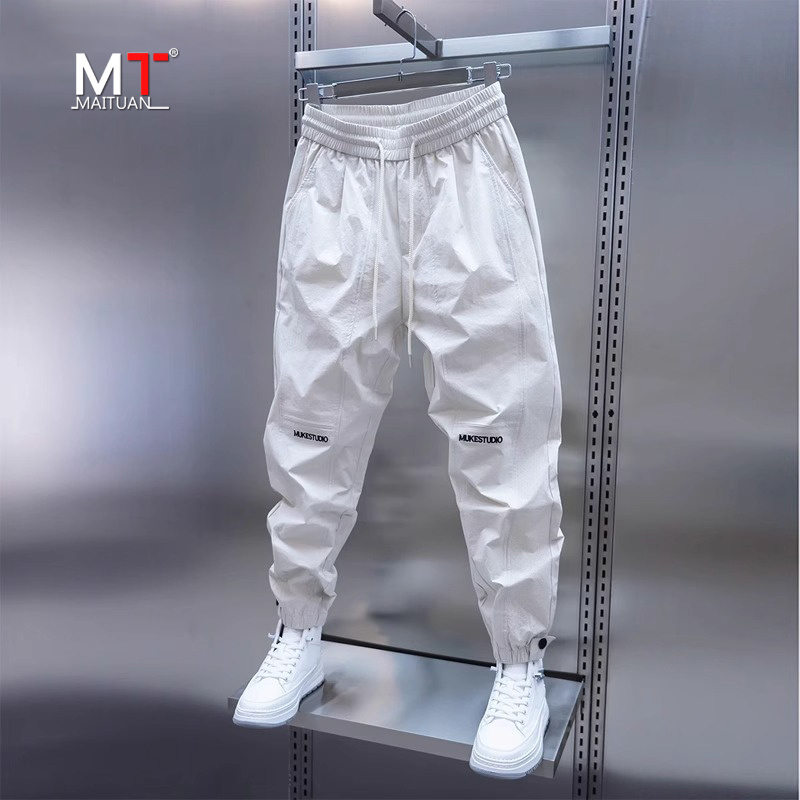 高端冰丝速干休闲裤男士2025新款夏季薄款空调裤束脚运动裤子男款