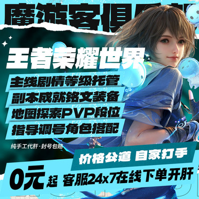 王者荣耀世界代练打主线升级副本探索铭文材料专业日常指导调号