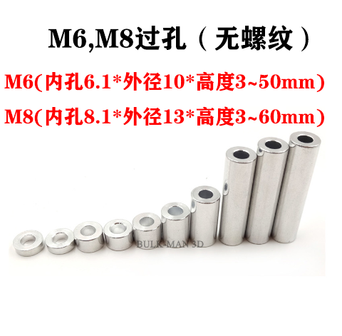 Openbuilds间隔柱铝衬套 M6M8过孔平垫片铝圈Aluminum Spacers