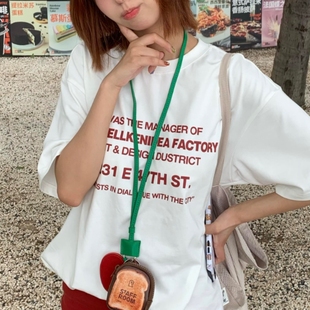 t恤上衣女 高品质纯棉200克精梳紧密100%棉直播同品前印花宽松短袖