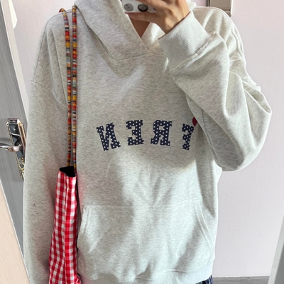 纯棉华棉复合薄款320克/加绒420克布面+手感印花无帽绳连帽卫衣女