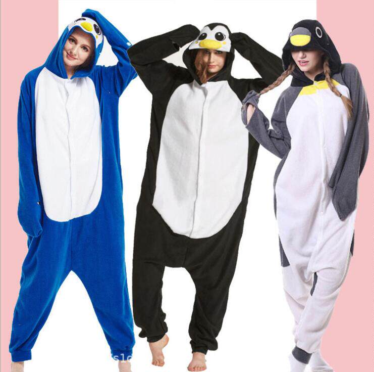 企鹅蓝色卡通动漫演出连体睡衣