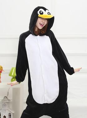 秋冬天成人企鹅卡通动物连体睡衣onesie kigurumi 男女情侣家居服
