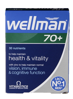 Vitabiotics Wellman 70+男士70岁+维生素,30粒/盒, 共3盒 营养品