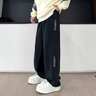 男童裤子冬季加绒初中生直筒运动裤青少年帅气休闲裤大童秋冬卫裤