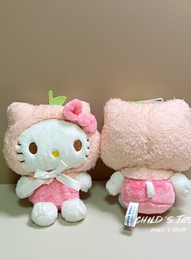 日本三丽鸥hello kitty 水果系列 水蜜桃 桃子玩偶挂件