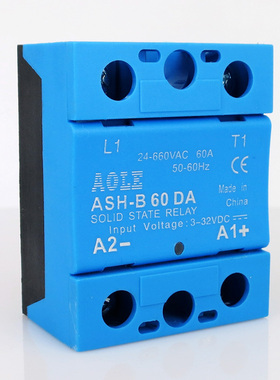 奥乐高电压60A单相12VDC固态继电器ASH-B60DA直流控交流380V660V