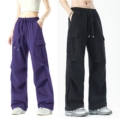 工装裤男秋冬新款运动加绒加厚冲锋裤春秋宽松情侣直筒休闲女长裤