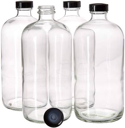 1000ml波士顿圆形透明玻璃瓶带瓶盖 康普茶酿造瓶