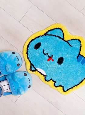 台湾正版猫猫虫咖波capoo可爱卡通蓝色植绒地垫防滑脚垫地毯周边