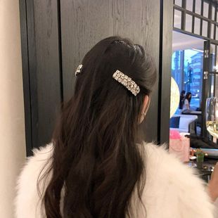 高级感精致水钻防滑发梳女高颅顶倒插梳侧边夹碎发刘海夹头饰发卡