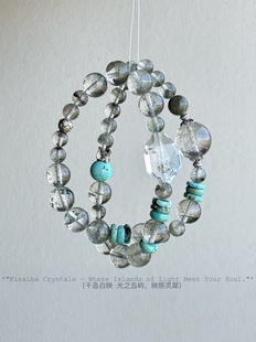 喜木土 满天星绿幽灵绿松石双圈手串银配 ·青雾湖间· Kisalba