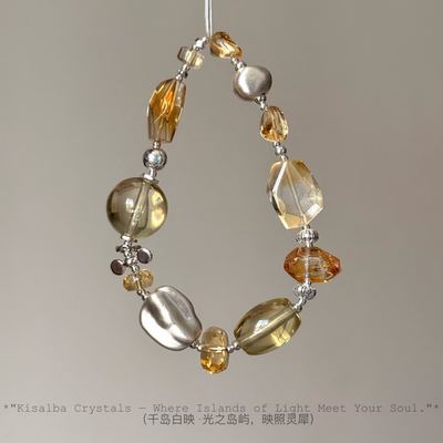 千岛白映【·煦日藏金·】喜土 巴西黄水晶手串招米通体925银配件