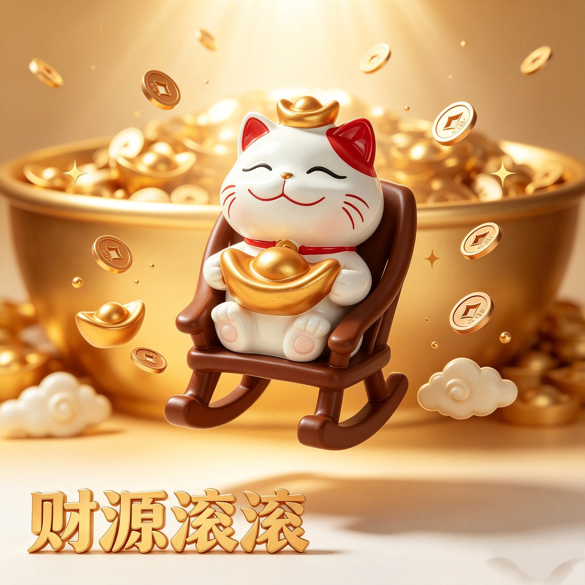 摇椅招财猫摆件招财办公桌工位桌搭送礼公司招财年会送客户摆件