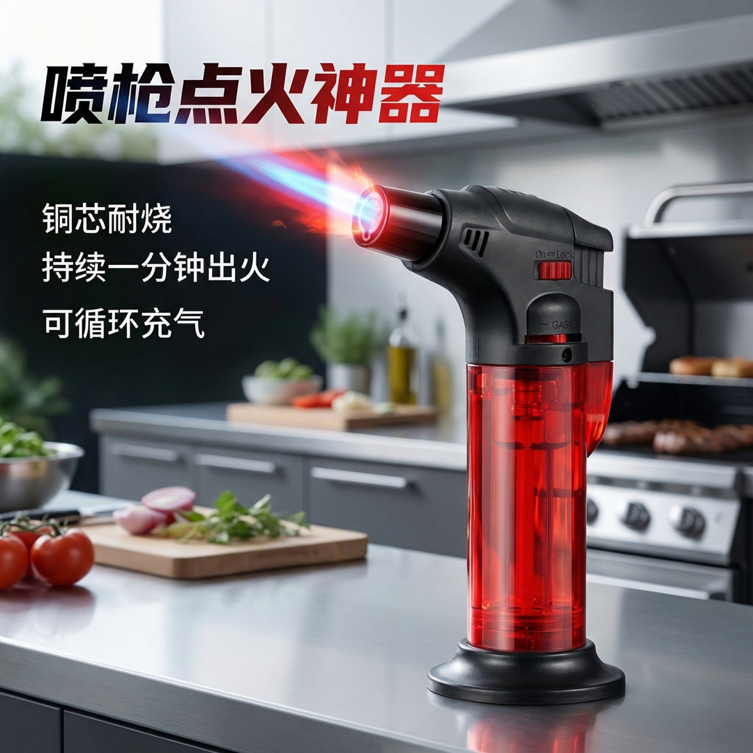 创意防风充气打火机点火器雪茄喷枪艾灸点香烧烤焊枪直冲气体火机