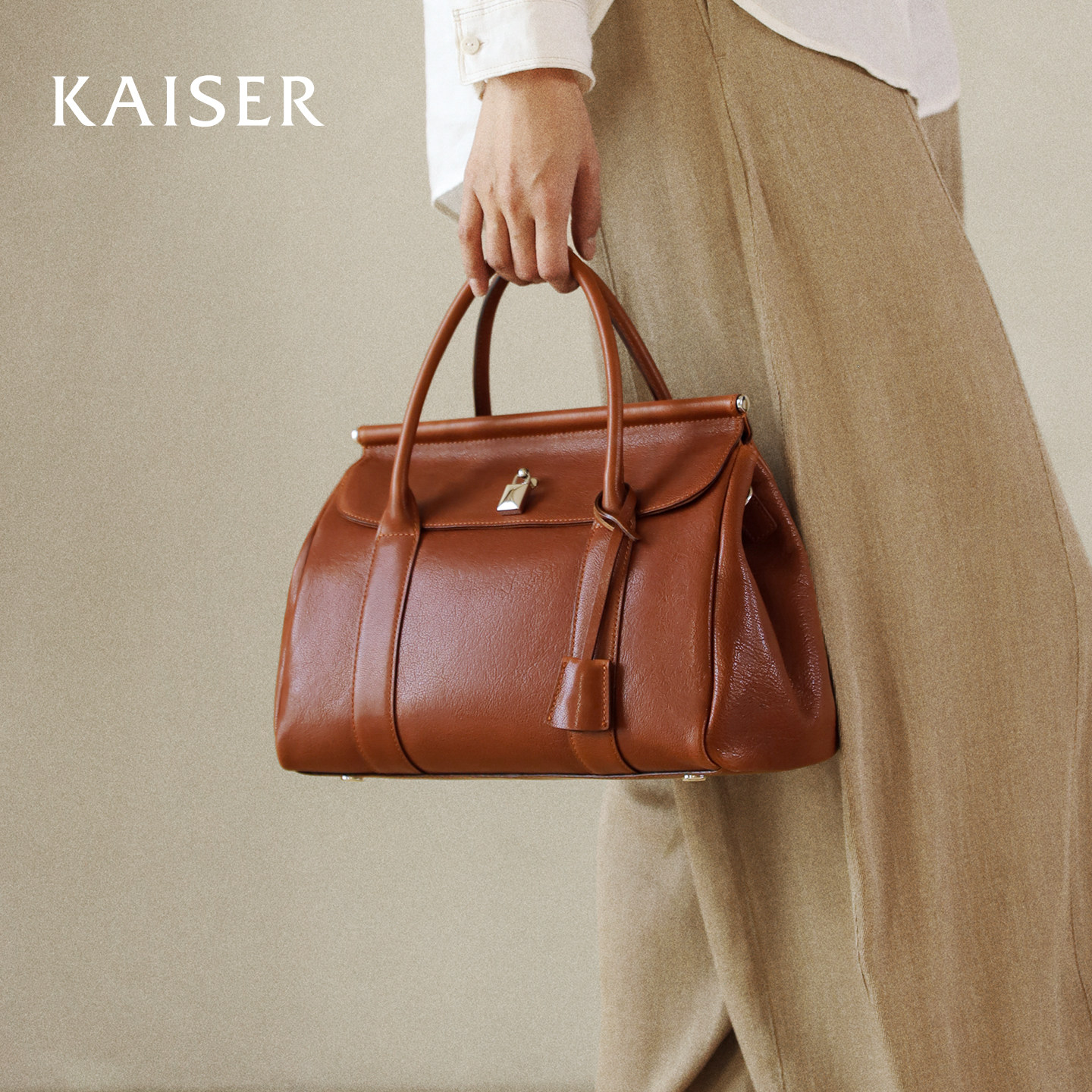 凯撒植鞣牛皮包包女新款大容量托特包女款公文包真皮手提包女包