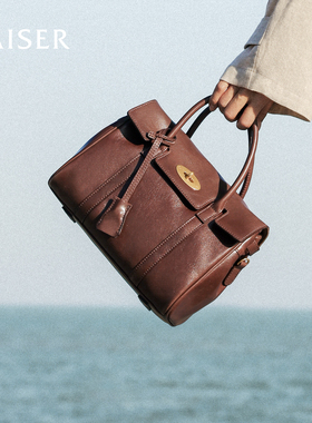 KAISER凯撒头层植鞣牛皮包包秋冬女款公文包托特包手提包真皮女包