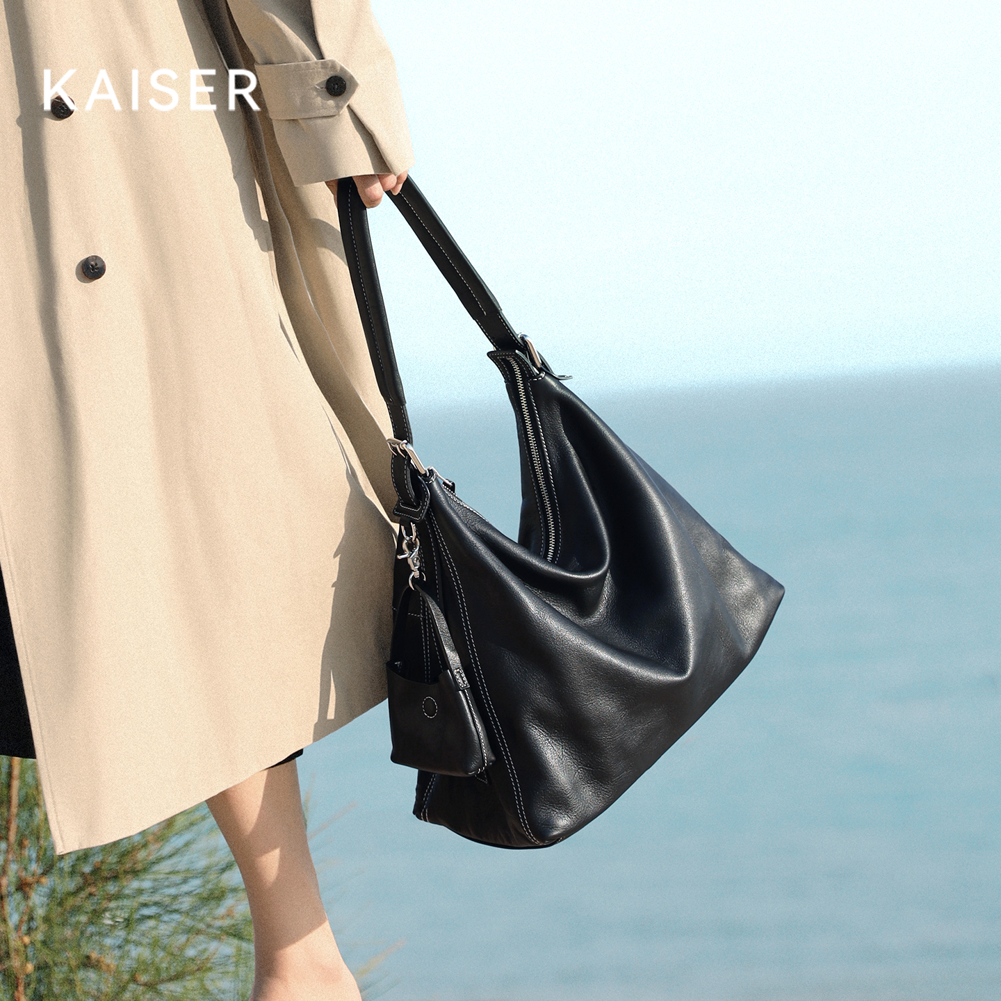 头层植鞣牛皮，慵懒休闲hobo包！