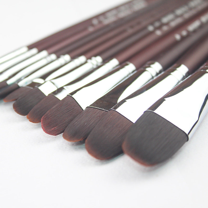 莫奈尼龙毛水粉画笔实木短杆软毛水彩丙烯铺色笔单支套装初学者涂鸦创作艺术画笔