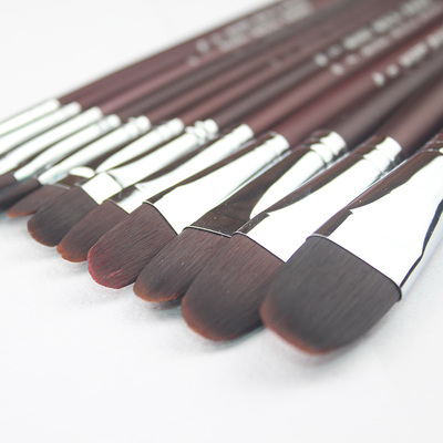 莫奈尼龙毛水粉画笔实木短杆软毛水彩丙烯铺色笔单支套装初学者涂鸦创作艺术画笔