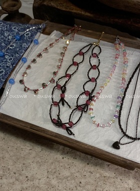 ouswa【感受的时节】小众手工叠戴多巴胺彩色气质复古项链锁骨链