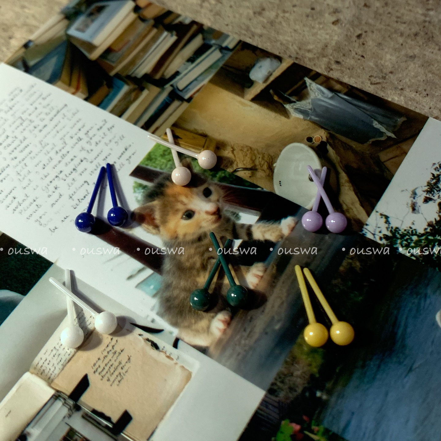 ouswa 陶瓷小豆子3mm叠戴迷你防过敏百搭通勤学生简约ins极简耳钉