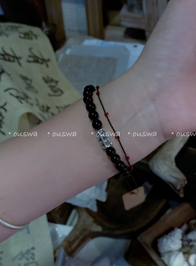 ouswa原创【黑夜】清冷感7a级黑玛瑙 极简中性小众气质手串手链