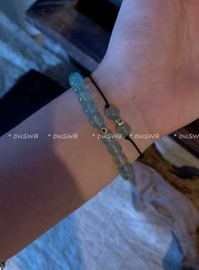 ouswa原创 绿草莓晶 简约百搭水晶手工小众设计感极简手串手绳