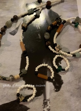 ouswa新中式项链手链戒指套装