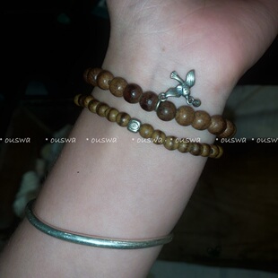 ouswa原创*【海鸟和鱼】一线沉香925纯银小众复古新中式手串手链