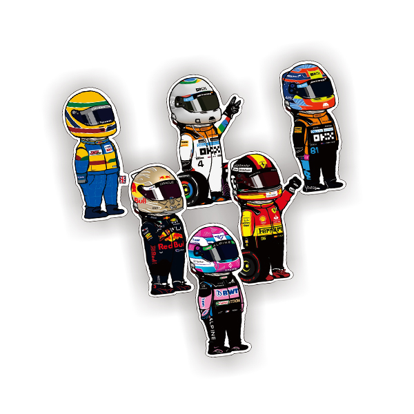 卡丁车F1方程车赛车手2024年冠军宝宝卡通贴纸定制反光车贴5641