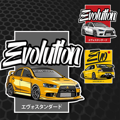 三菱EVO性能车改装车贴EVO创意汽车反光车贴 0659