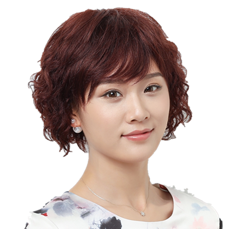 圆脸时尚风全头套式中老年假发