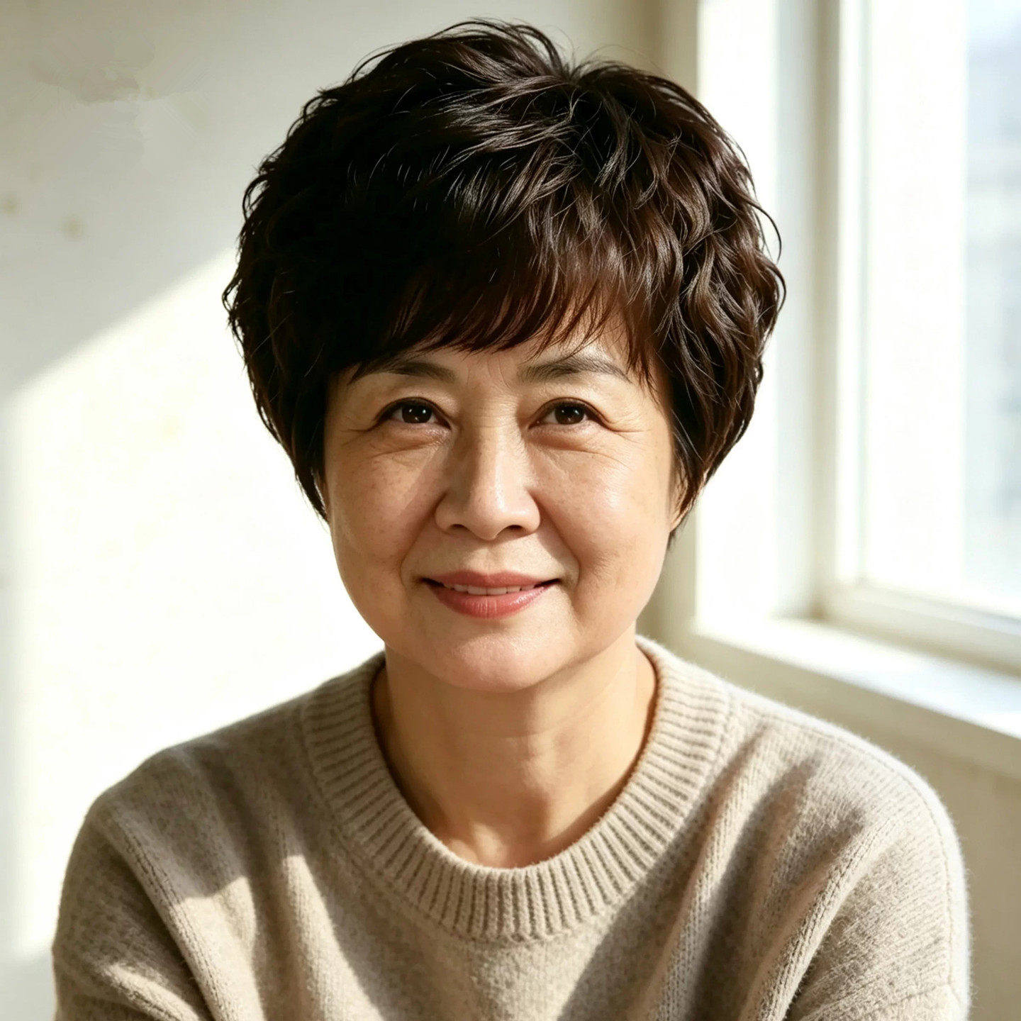 中老年妈妈真人发丝短发整顶假发