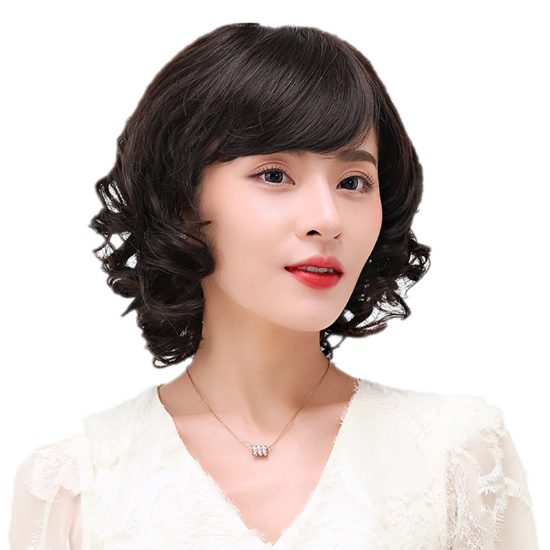 中长妈妈全头套式真人假发女短发