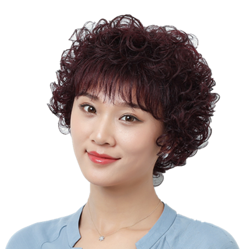 假发女短发中老年真发真人发丝