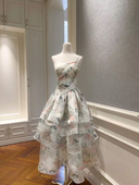 芷汀「蔷薇园」细吊带多层不规则长裙后背绑带高级感礼服连衣裙