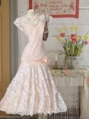 芷汀「永恒花期」法式 复古重工轻礼服连衣裙粉色优雅收腰显瘦长裙