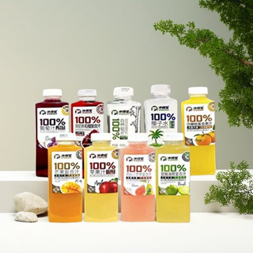 冰得宝椰子水白桦树汁葡萄500ml瓶装100%无添加果汁饮料干净配料