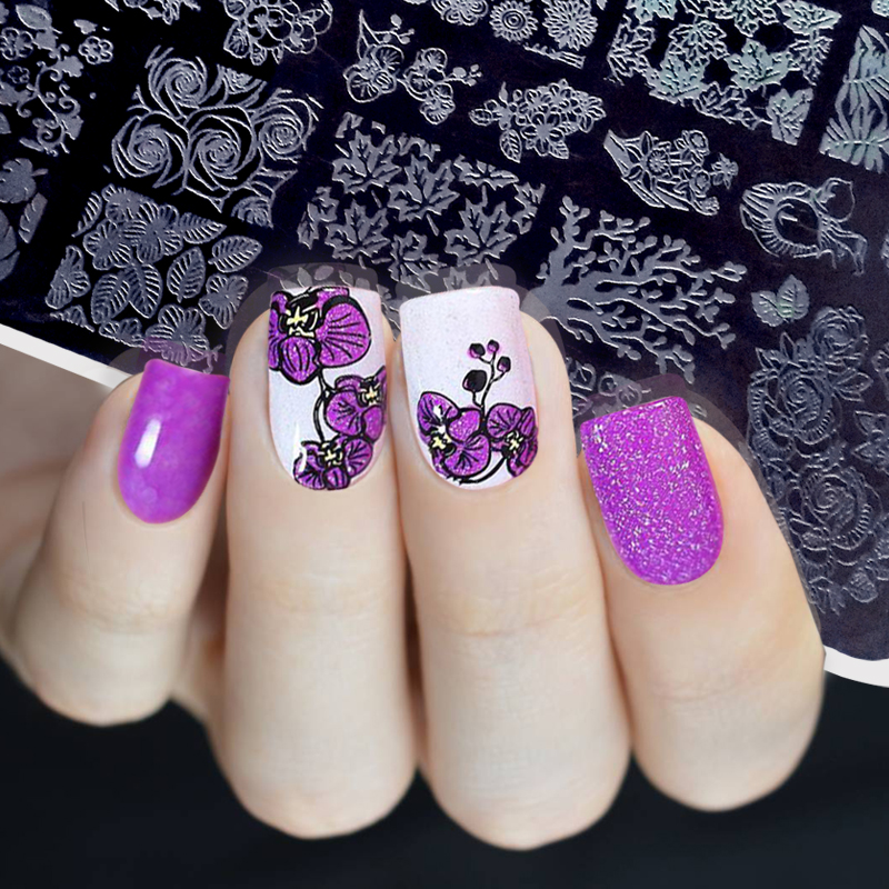 转印模板美甲钢板印花板套装中国古风全套装DIY格子镂空硅胶印章